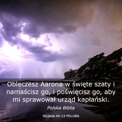Picture 03 - Wyjścia 40:13 POLUBG - Obleczesz Aarona w święte szaty i namaścisz - Bible Verse Picture