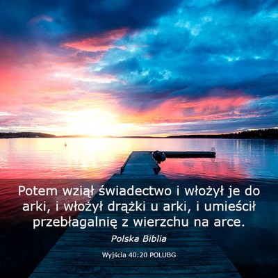 Picture 03 - Wyjścia 40:20 POLUBG - Potem wziął świadectwo i włożył je do arki, - Bible Verse Picture
