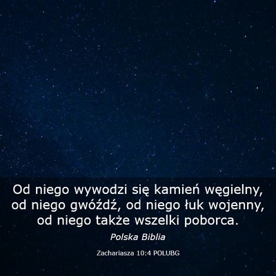 Picture 03 - Zachariasza 10:4 POLUBG - Od niego wywodzi się kamień węgielny, od niego - Bible Verse Picture