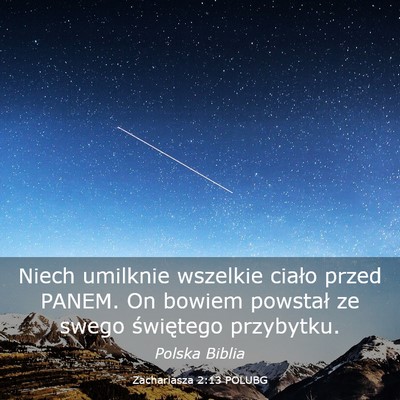 Picture 03 - Zachariasza 2:13 POLUBG - Niech umilknie wszelkie ciało przed PANEM. On - Bible Verse Picture