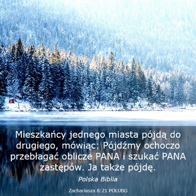 Picture 03 - Zachariasza 8:21 POLUBG - Mieszkańcy jednego miasta pójdą do drugiego, - Bible Verse Picture