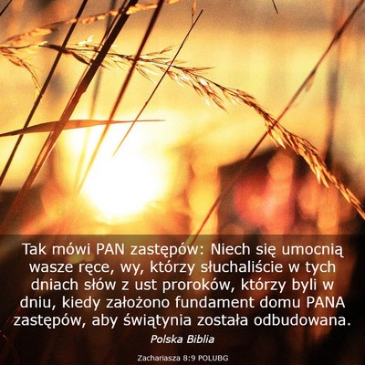 Picture 03 - Zachariasza 8:9 POLUBG - Tak mówi PAN zastępów: Niech się umocnią - Bible Verse Picture
