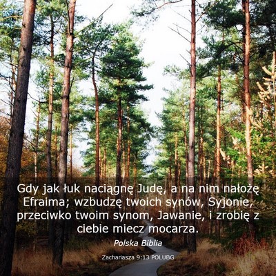 Picture 03 - Zachariasza 9:13 POLUBG - Gdy jak łuk naciągnę Judę, a na nim nałożę - Bible Verse Picture