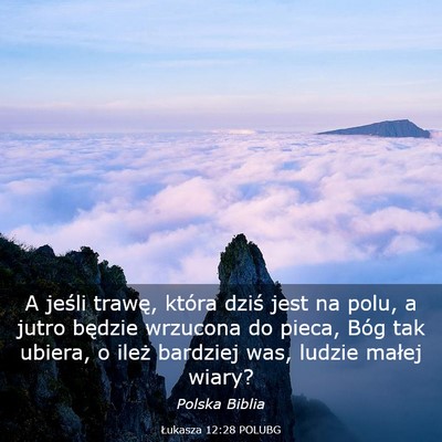 Picture 03 - Łukasza 12:28 POLUBG - A jeśli trawę, która dziś jest na polu, a - Bible Verse Picture