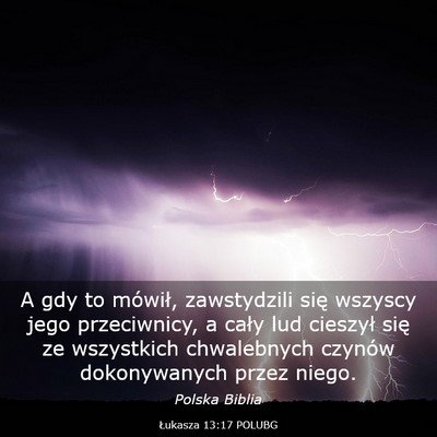 Picture 03 - Łukasza 13:17 POLUBG - A gdy to mówił, zawstydzili się wszyscy jego - Bible Verse Picture