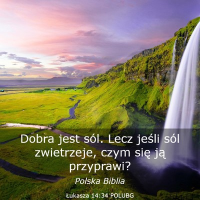 Picture 03 - Łukasza 14:34 POLUBG - Dobra jest sól. Lecz jeśli sól zwietrzeje, - Bible Verse Picture