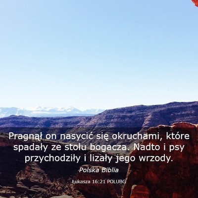 Picture 03 - Łukasza 16:21 POLUBG - Pragnął on nasycić się okruchami, które - Bible Verse Picture