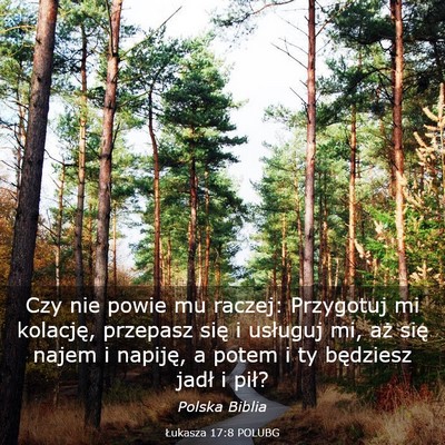 Picture 03 - Łukasza 17:8 POLUBG - Czy nie powie mu raczej: Przygotuj mi kolację, - Bible Verse Picture