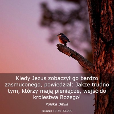 Picture 03 - Łukasza 18:24 POLUBG - Kiedy Jezus zobaczył go bardzo zasmuconego, - Bible Verse Picture