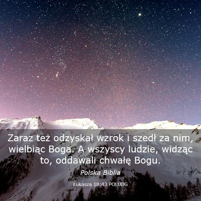 Picture 03 - Łukasza 18:43 POLUBG - Zaraz też odzyskał wzrok i szedł za nim, - Bible Verse Picture