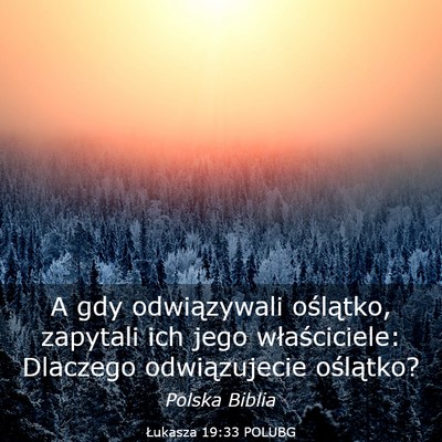 Picture 03 - Łukasza 19:33 POLUBG - A gdy odwiązywali oślątko, zapytali ich jego - Bible Verse Picture