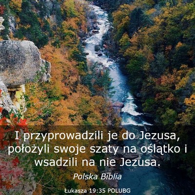 Picture 03 - Łukasza 19:35 POLUBG - I przyprowadzili je do Jezusa, położyli swoje - Bible Verse Picture