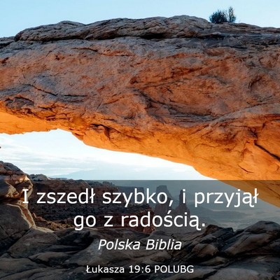Picture 03 - Łukasza 19:6 POLUBG - I zszedł szybko, i przyjął go z - Bible Verse Picture