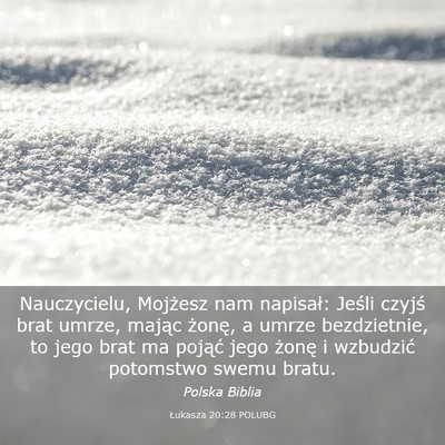 Picture 03 - Łukasza 20:28 POLUBG - Nauczycielu, Mojżesz nam napisał: Jeśli czyjś - Bible Verse Picture