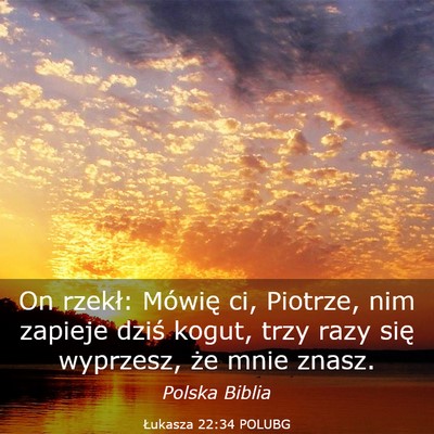 Picture 03 - Łukasza 22:34 POLUBG - On rzekł: Mówię ci, Piotrze, nim zapieje dziś - Bible Verse Picture