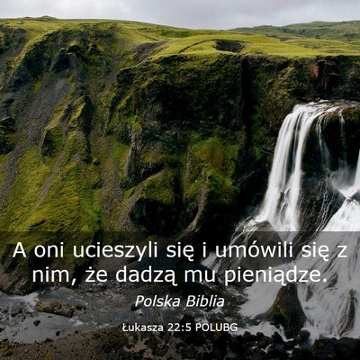 Picture 03 - Łukasza 22:5 POLUBG - A oni ucieszyli się i umówili się z nim, że - Bible Verse Picture