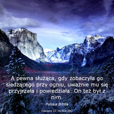 Picture 03 - Łukasza 22:56 POLUBG - A pewna służąca, gdy zobaczyła go siedzącego - Bible Verse Picture