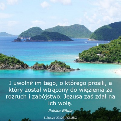 Picture 03 - Łukasza 23:25 POLUBG - I uwolnił im tego, o którego prosili, a który - Bible Verse Picture