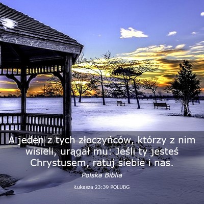 Picture 03 - Łukasza 23:39 POLUBG - A jeden z tych złoczyńców, którzy z nim - Bible Verse Picture