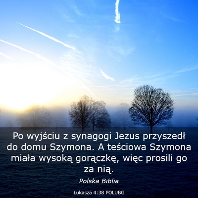 Picture 03 - Łukasza 4:38 POLUBG - Po wyjściu z synagogi Jezus przyszedł do domu - Bible Verse Picture