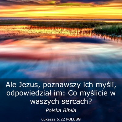 Picture 03 - Łukasza 5:22 POLUBG - Ale Jezus, poznawszy ich myśli, odpowiedział - Bible Verse Picture