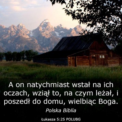 Picture 03 - Łukasza 5:25 POLUBG - A on natychmiast wstał na ich oczach, wziął - Bible Verse Picture