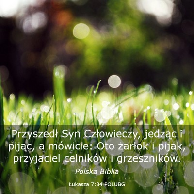 Picture 03 - Łukasza 7:34 POLUBG - Przyszedł Syn Człowieczy, jedząc i pijąc, a - Bible Verse Picture