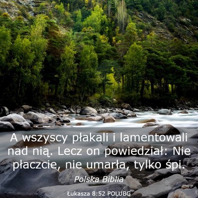 Picture 03 - Łukasza 8:52 POLUBG - A wszyscy płakali i lamentowali nad nią. Lecz - Bible Verse Picture