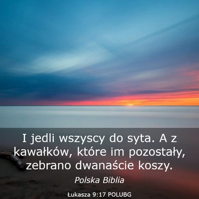Picture 03 - Łukasza 9:17 POLUBG - I jedli wszyscy do syta. A z kawałków, które - Bible Verse Picture