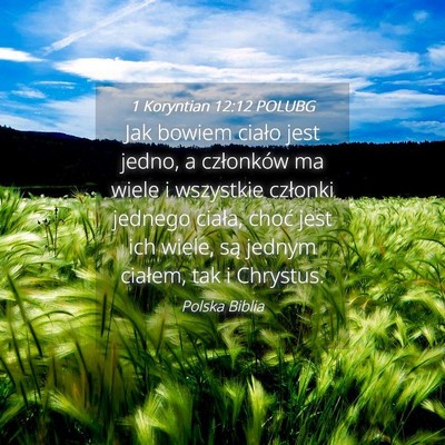 Picture 04 - 1 Koryntian 12:12 POLUBG - Jak bowiem ciało jest jedno, a członków ma - Bible Verse Picture
