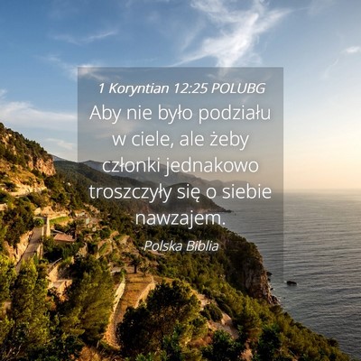 Picture 04 - 1 Koryntian 12:25 POLUBG - Aby nie było podziału w ciele, ale żeby - Bible Verse Picture