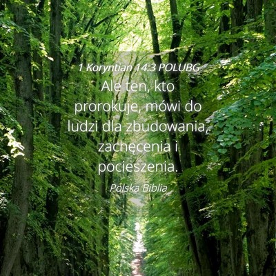 Picture 04 - 1 Koryntian 14:3 POLUBG - Ale ten, kto prorokuje, mówi do ludzi dla - Bible Verse Picture