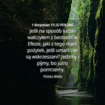 Picture 04 - 1 Koryntian 15:32 POLUBG - Jeśli na sposób ludzki walczyłem z bestiami w - Bible Verse Picture