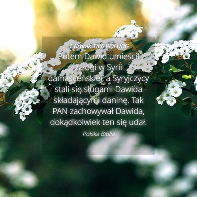 Picture 04 - 1 Kronik 18:6 POLUBG - Potem Dawid umieścił załogi w Syrii - Bible Verse Picture
