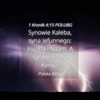 Picture 04 - 1 Kronik 4:15 POLUBG - Synowie Kaleba, syna Jefunnego: Iru, Ela i Naam. - Bible Verse Picture