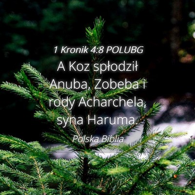 Picture 04 - 1 Kronik 4:8 POLUBG - A Koz spłodził Anuba, Zobeba i rody Acharchela, - Bible Verse Picture