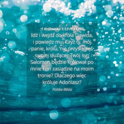 Picture 04 - 1 Królewska 1:13 POLUBG - Idź i wejdź do króla Dawida, i powiedz mu: - Bible Verse Picture