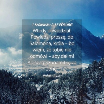 Picture 04 - 1 Królewska 2:17 POLUBG - Wtedy powiedział: Powiedz, proszę, do Salomona, - Bible Verse Picture