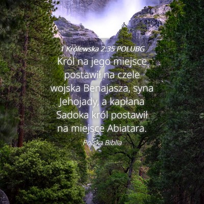 Picture 04 - 1 Królewska 2:35 POLUBG - Król na jego miejsce postawił na czele wojska - Bible Verse Picture