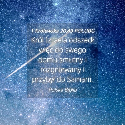 Picture 04 - 1 Królewska 20:43 POLUBG - Król Izraela odszedł więc do swego domu smutny - Bible Verse Picture