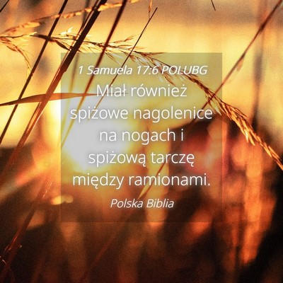 Picture 04 - 1 Samuela 17:6 POLUBG - Miał również spiżowe nagolenice na nogach i - Bible Verse Picture