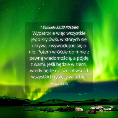 Picture 04 - 1 Samuela 23:23 POLUBG - Wypatrzcie więc wszystkie jego kryjówki, w - Bible Verse Picture