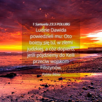 Picture 04 - 1 Samuela 23:3 POLUBG - Ludzie Dawida powiedzieli mu: Oto boimy się tu, - Bible Verse Picture
