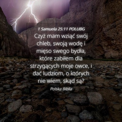 Picture 04 - 1 Samuela 25:11 POLUBG - Czyż mam wziąć swój chleb, swoją wodę i - Bible Verse Picture