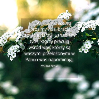 Picture 04 - 1 Tesaloniczan 5:12 POLUBG - I prosimy was, bracia, abyście darzyli uznaniem - Bible Verse Picture
