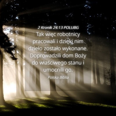 Picture 04 - 2 Kronik 24:13 POLUBG - Tak więc robotnicy pracowali i dzięki nim - Bible Verse Picture