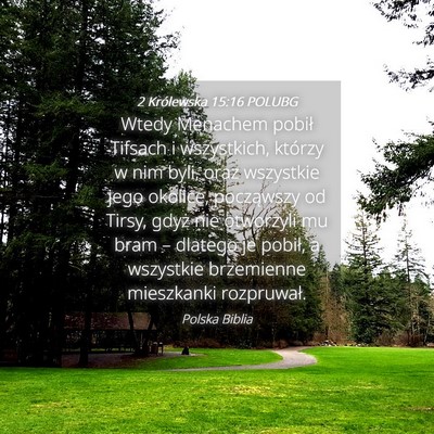 Picture 04 - 2 Królewska 15:16 POLUBG - Wtedy Menachem pobił Tifsach i wszystkich, - Bible Verse Picture