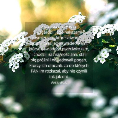 Picture 04 - 2 Królewska 17:15 POLUBG - I wzgardzili jego nakazami i przymierzem, które - Bible Verse Picture