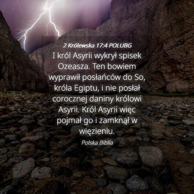 Picture 04 - 2 Królewska 17:4 POLUBG - I król Asyrii wykrył spisek Ozeasza. Ten bowiem - Bible Verse Picture