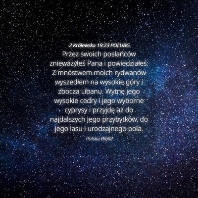 Picture 04 - 2 Królewska 19:23 POLUBG - Przez swoich posłańców znieważyłeś Pana i - Bible Verse Picture